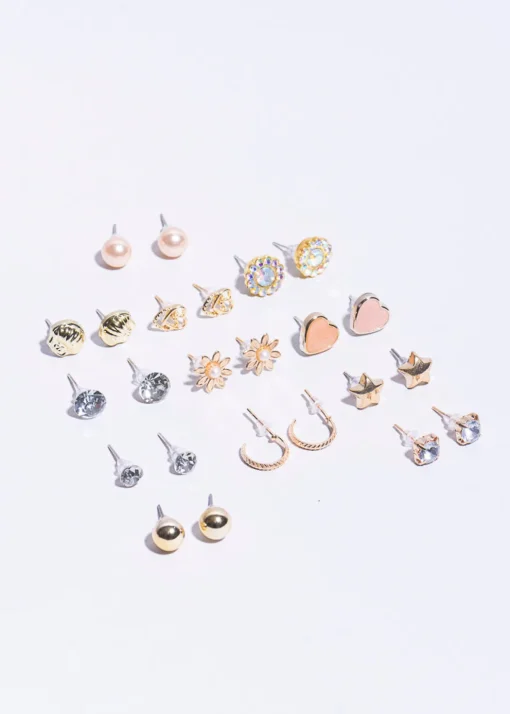 Set 12 Piezas Aretes Concha Mix