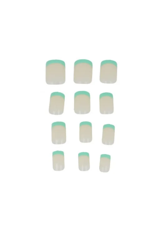 Set 12 uñas cuadradas francesas