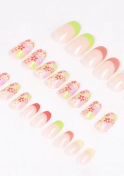 Set 24 uñas flores