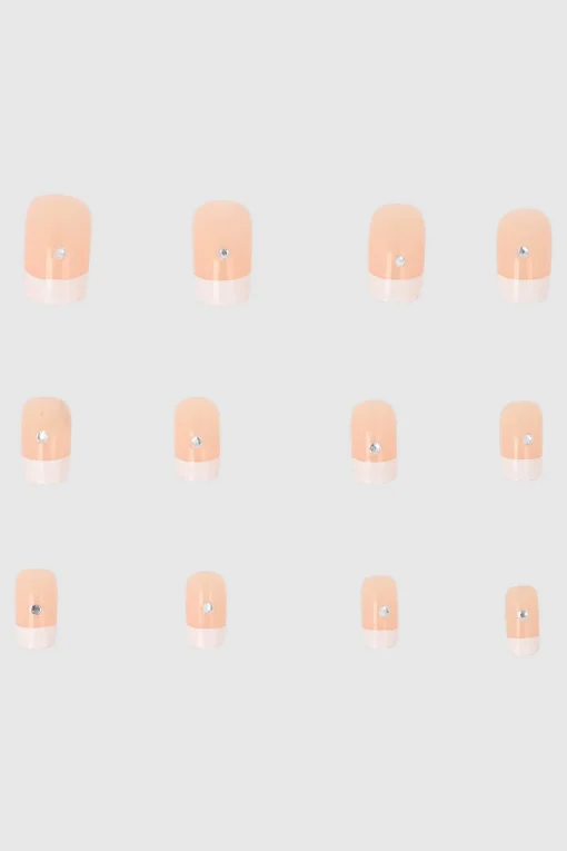 Set 12 uñas french brillo