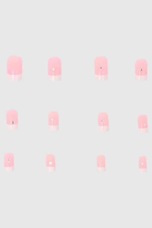 Set 12 uñas french brillo