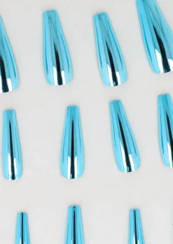 Set 12 Uñas Postizas Efecto Metálico