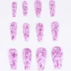 Set 12 Uñas Postizas Largas Manchas