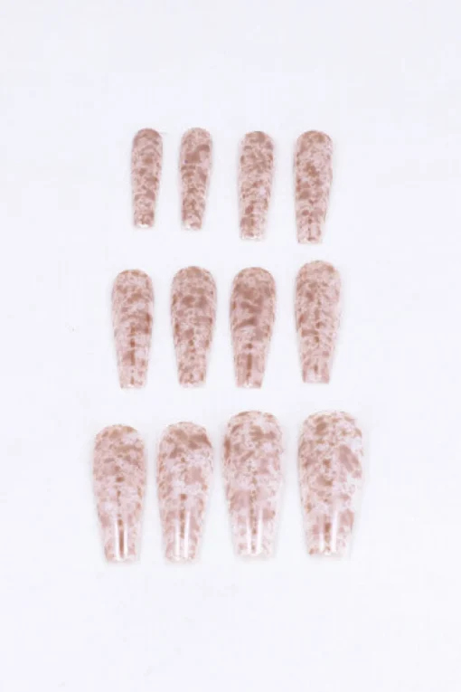 Set 12 Uñas Postizas Largas Manchas