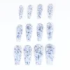 Set 12 Uñas Postizas Largas Manchas