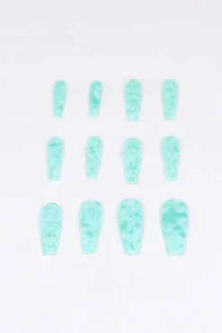 Set 12 Uñas Postizas Largas Manchas