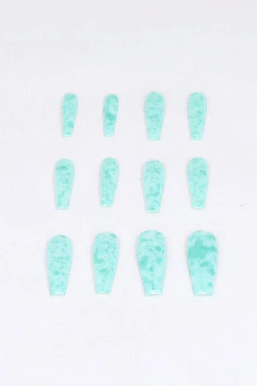 Set 12 Uñas Postizas Largas Manchas