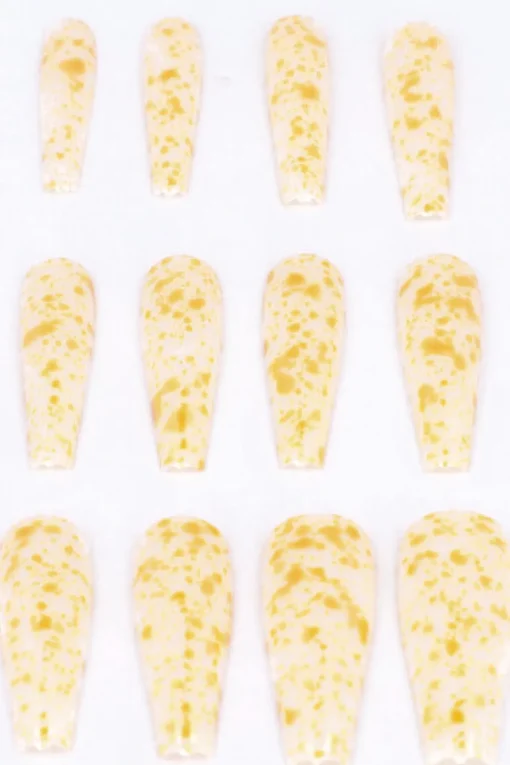 Set 12 Uñas Postizas Largas Manchas