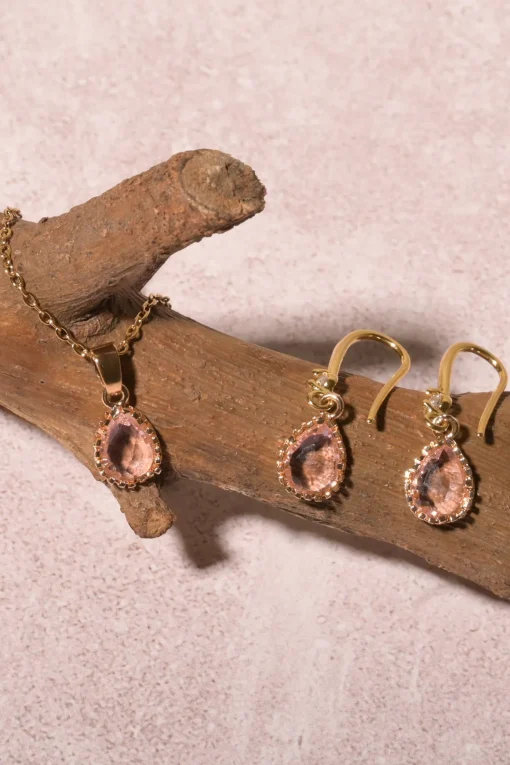 Set arracadas gota cristal collar