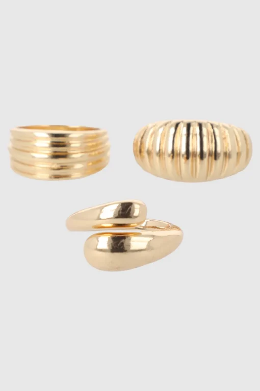 Set de 3 anillos de metal