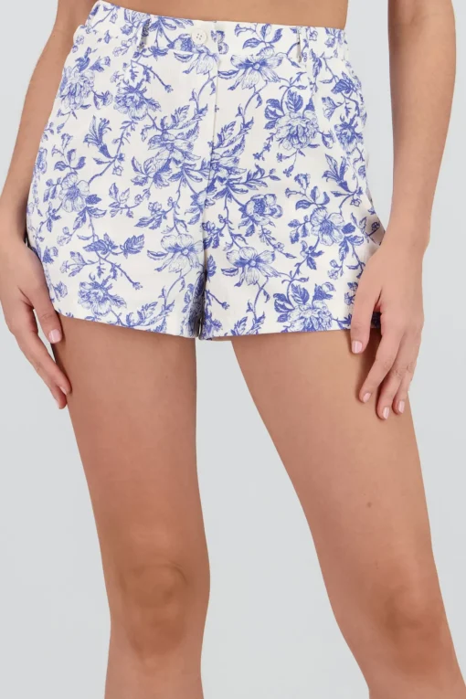 Short fluido estampado flores