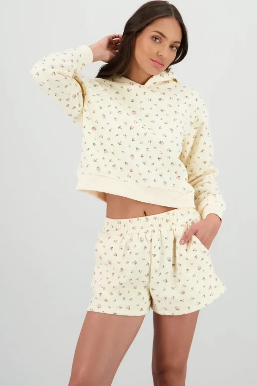Sudadera con gorro estampado mini flores