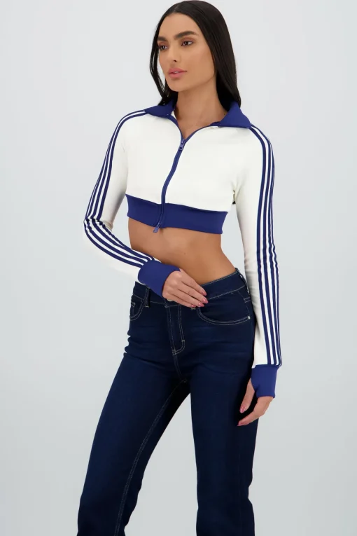 Sudadera deportivo crop detalle raya