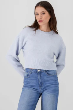 Sueter de cuello redondo manga larga suave