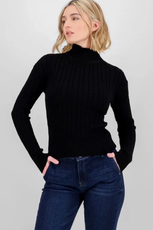 Sueter manga larga tejido cuello