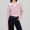 Sueter tejido cuello polo rayas