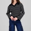 Sueter tejido cuello polo rayas