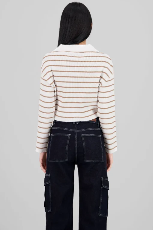 Sueter tejido cuello polo rayas