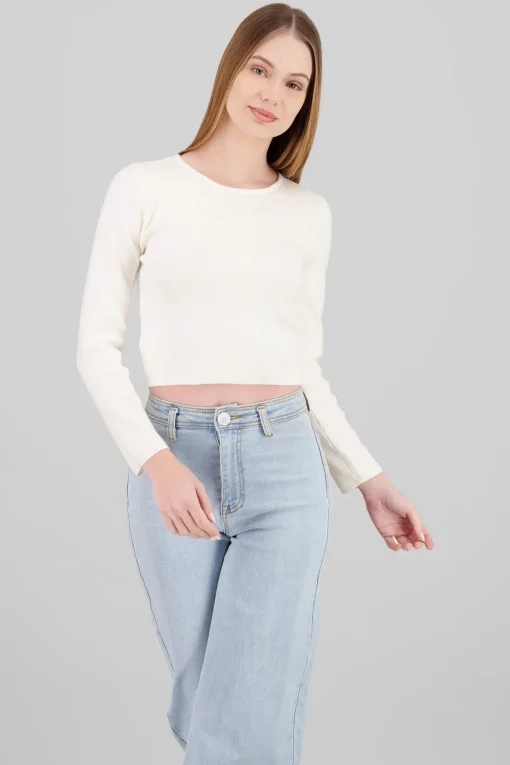 Sueter tejido cuello redondo
