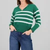 Suéter cuello polo rayas
