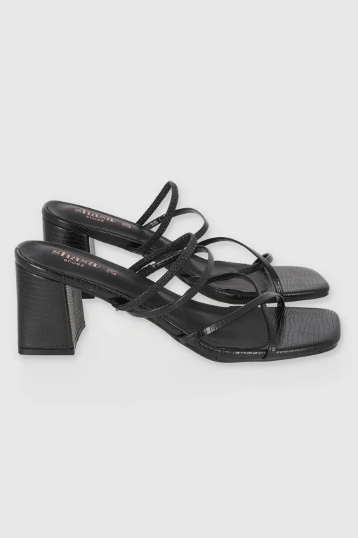 Tacón tiras delgadas croco mini