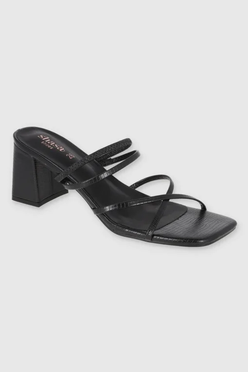 Tacón tiras delgadas croco mini