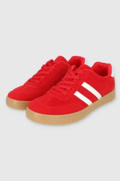 Tenis casual rayas punta suede