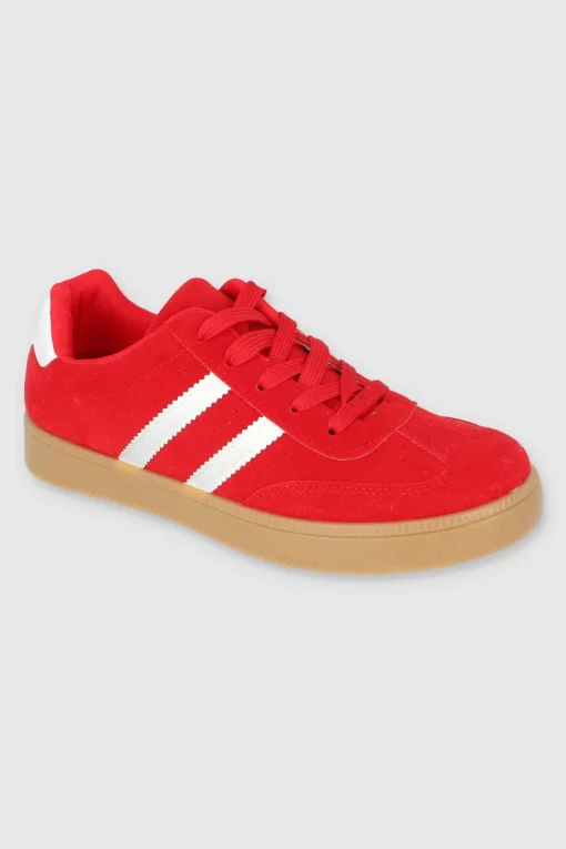 Tenis casual rayas punta suede