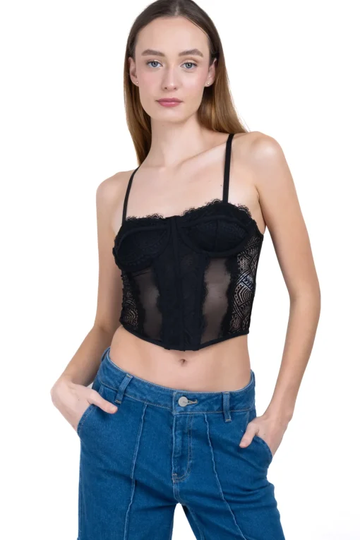 Top corset encaje mesh