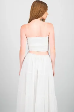 Top corto bandeau smocked