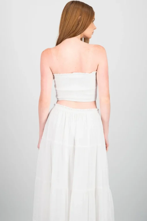 Top corto bandeau smocked