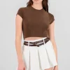 Top crop doble tela manga corta