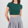 Top crop doble tela manga corta