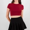 Top crop doble tela manga corta