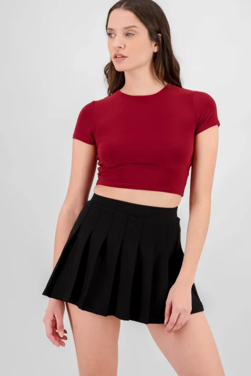 Top crop doble tela manga corta