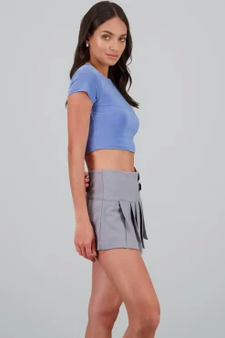 Top crop doble tela manga corta