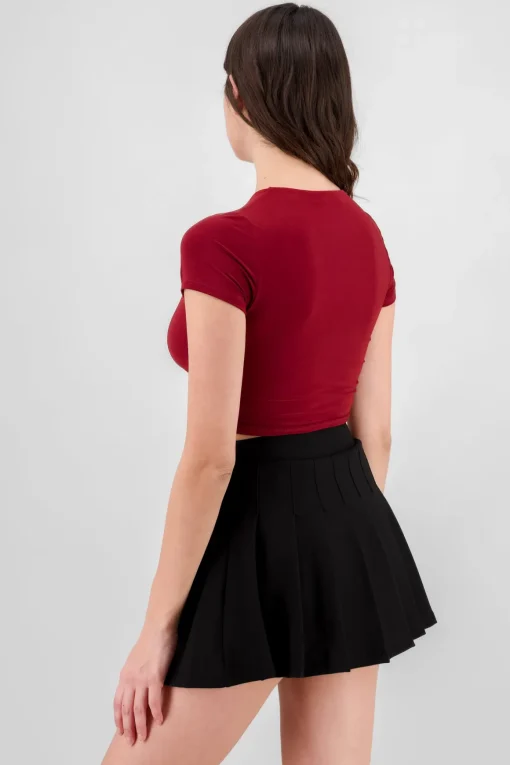 Top crop doble tela manga corta