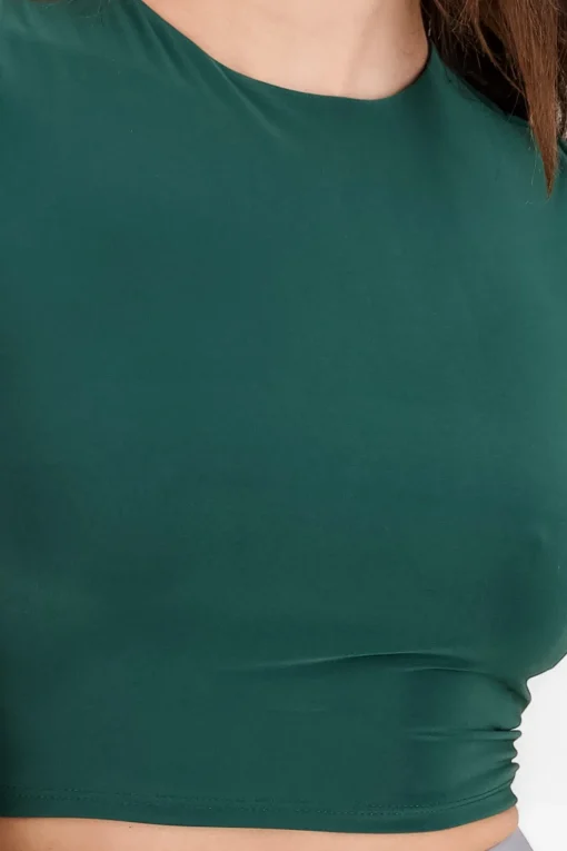 Top crop doble tela manga corta