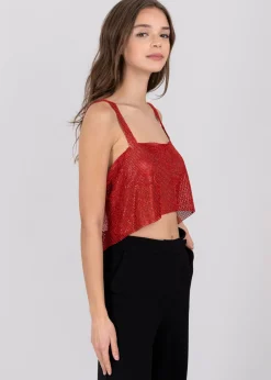 Top Crop Espalda Descubierta Brillos