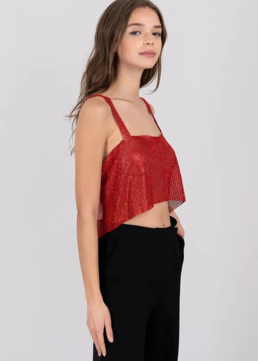 Top Crop Espalda Descubierta Brillos