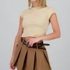 Top crop manga corta cuello redondo rib