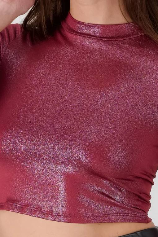 Top crop manga larga detalle brillos