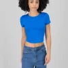 Top de doble tela con manga corta lisa