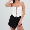 Top escote corazon detalle moños rayas