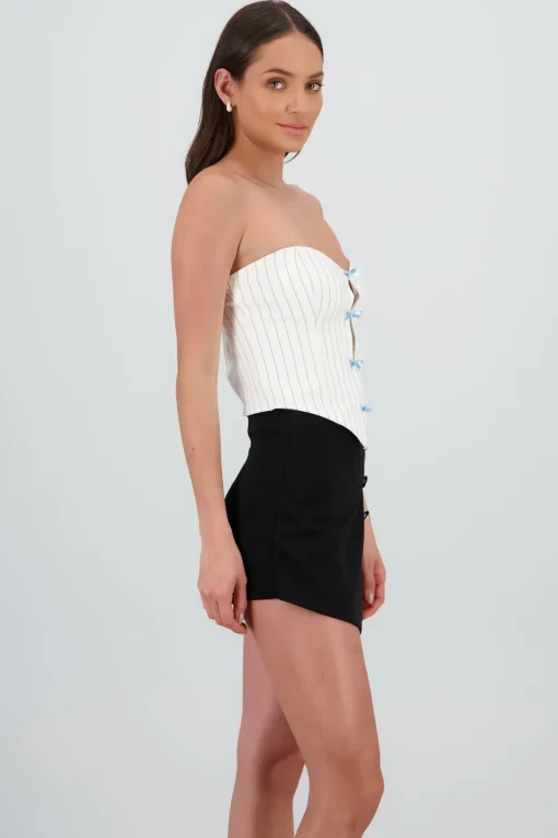Top escote corazon detalle moños rayas