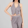 Top halter botones textura