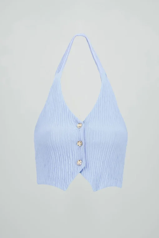 Top halter botones textura