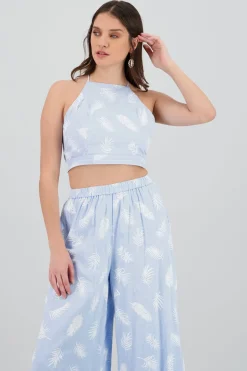 Top halter estampado tropical