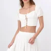 Top Lace Up Plisado