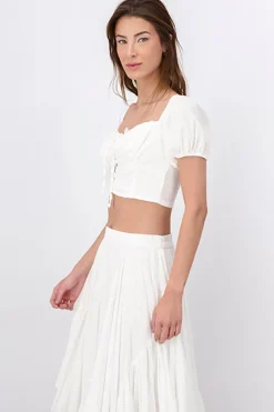 Top Lace Up Plisado